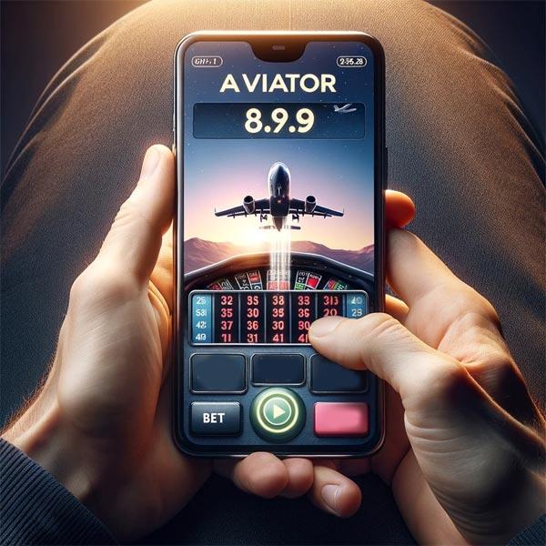 Игрок играет в Aviator на телефоне