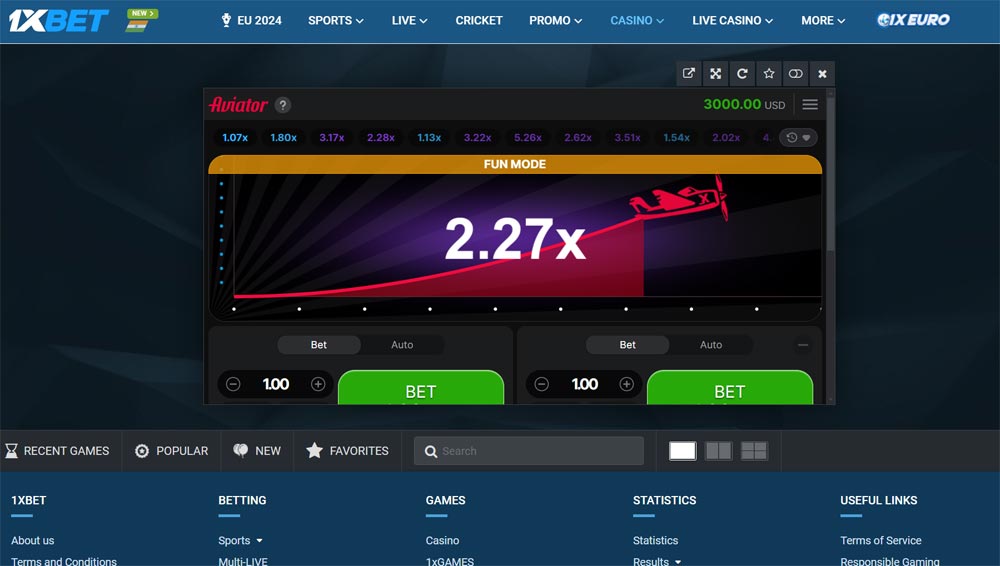 Intense moment of Aviator game at 1xBet with active betting window, flight schedule and multipliers increase in real time