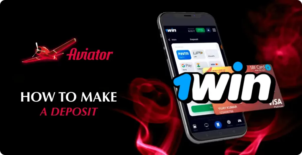 Mobile phone showing 1Win deposit methods for Aviator game