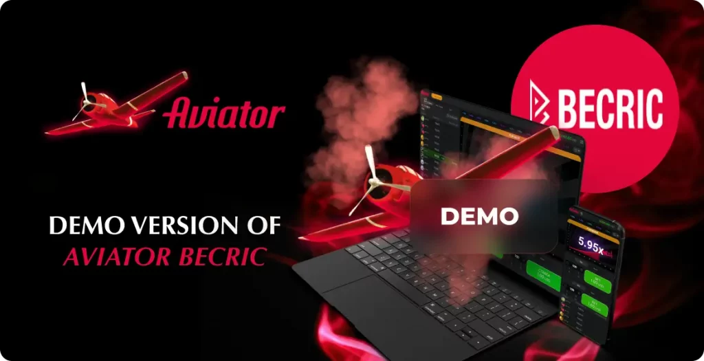 Demo version of Aviator game on Becric displayed on laptop and mobile