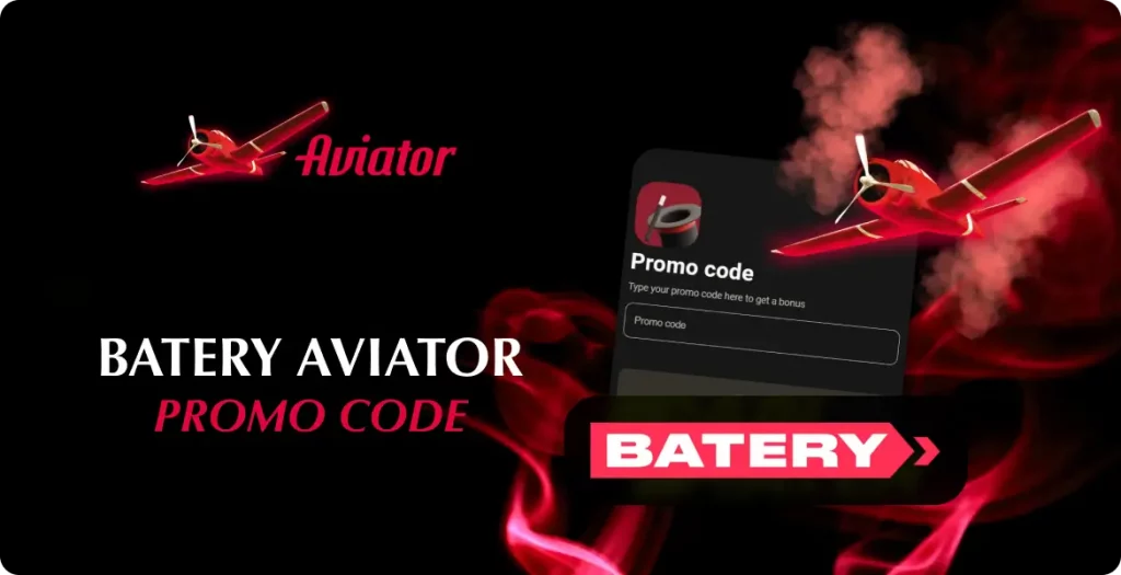 Promo code entry screen for Aviator game on Batery